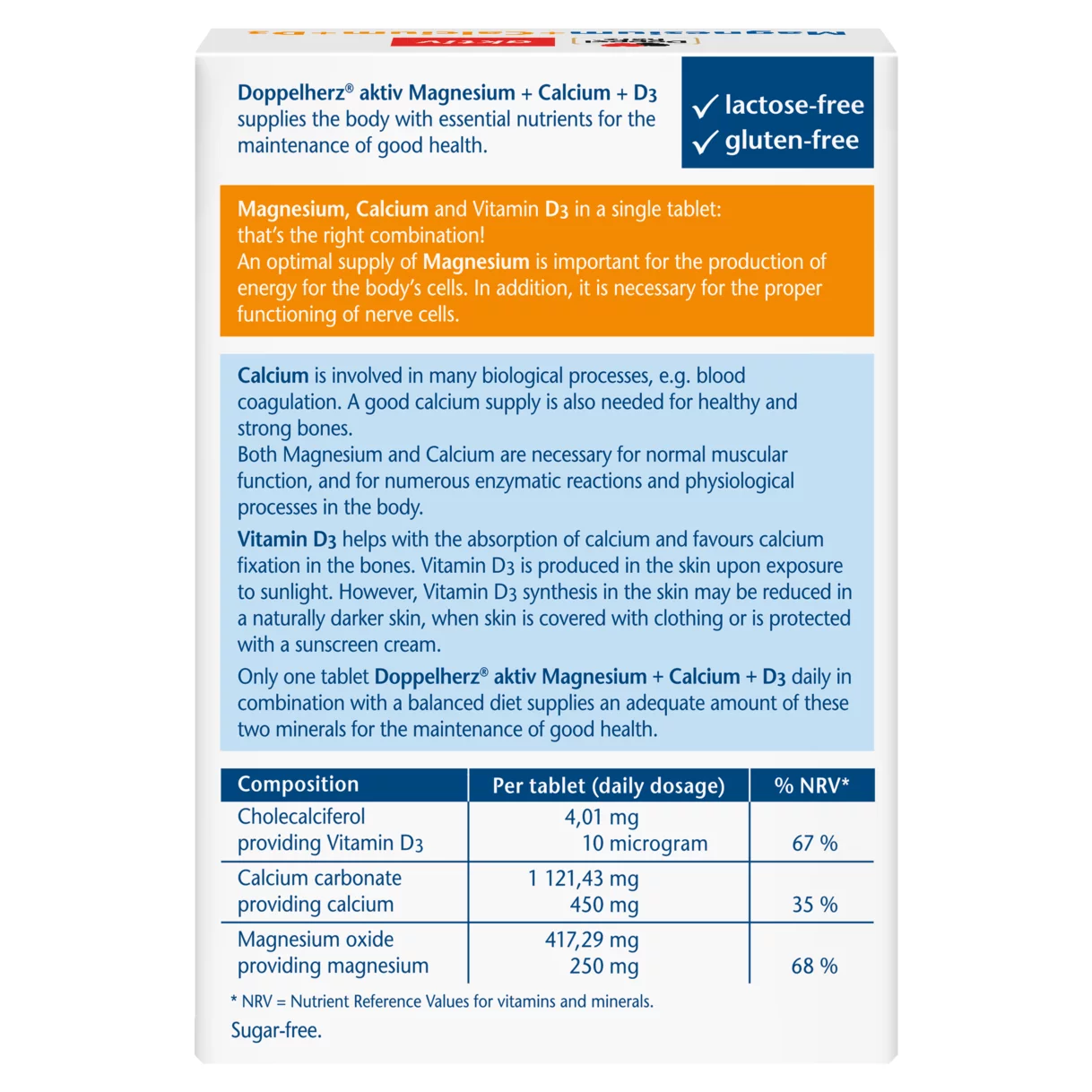 Illustration of the product packaging Doppelherz aktiv Magnesium+Calcium+D3 rear view